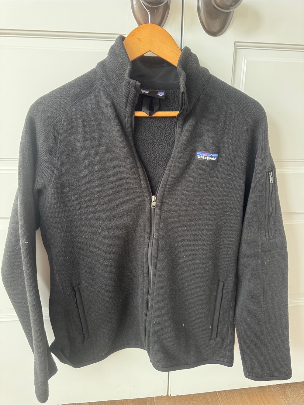 Patagonia Black Full-Zip Fleece Jacket with Chest Logo